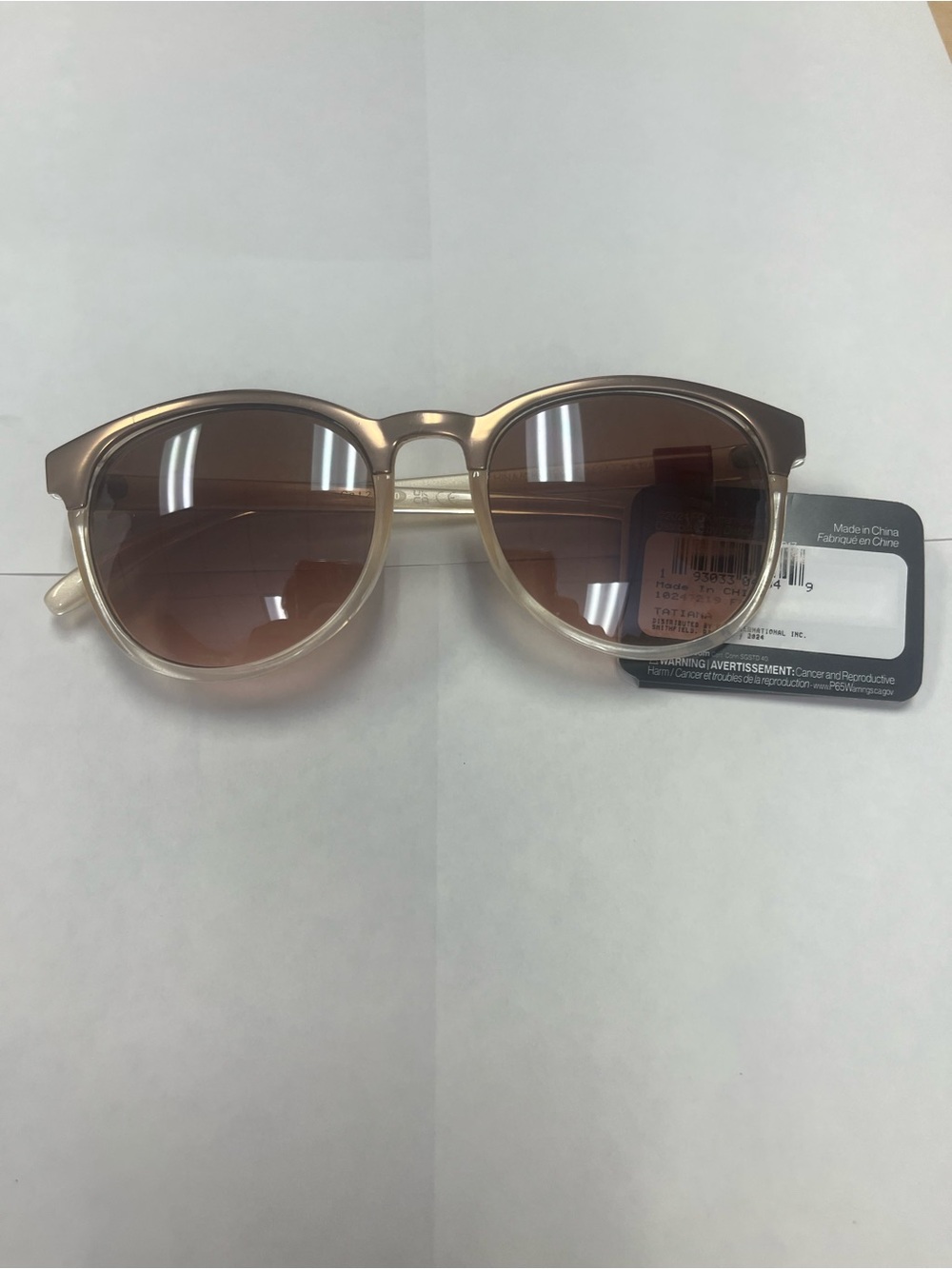 Foster Grant Clear Frame Sunglasses with Pink Accent